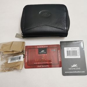 NWT! Mancini Leather Card Zip Wallet